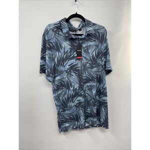 Travis Mathew Forest Reserve Polo Shirt Men's 2XL Dream Blue Tropical Print NWT